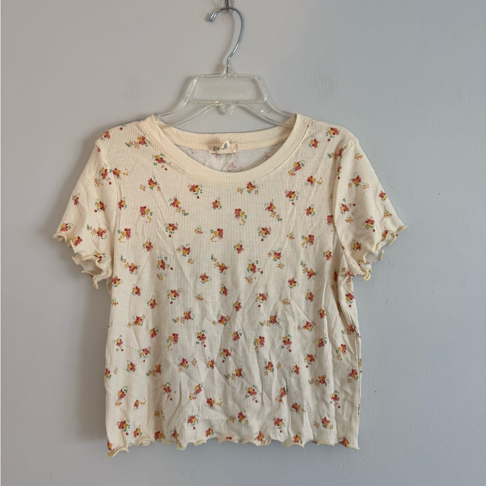 Sky and Sparrow crop floral tee size L